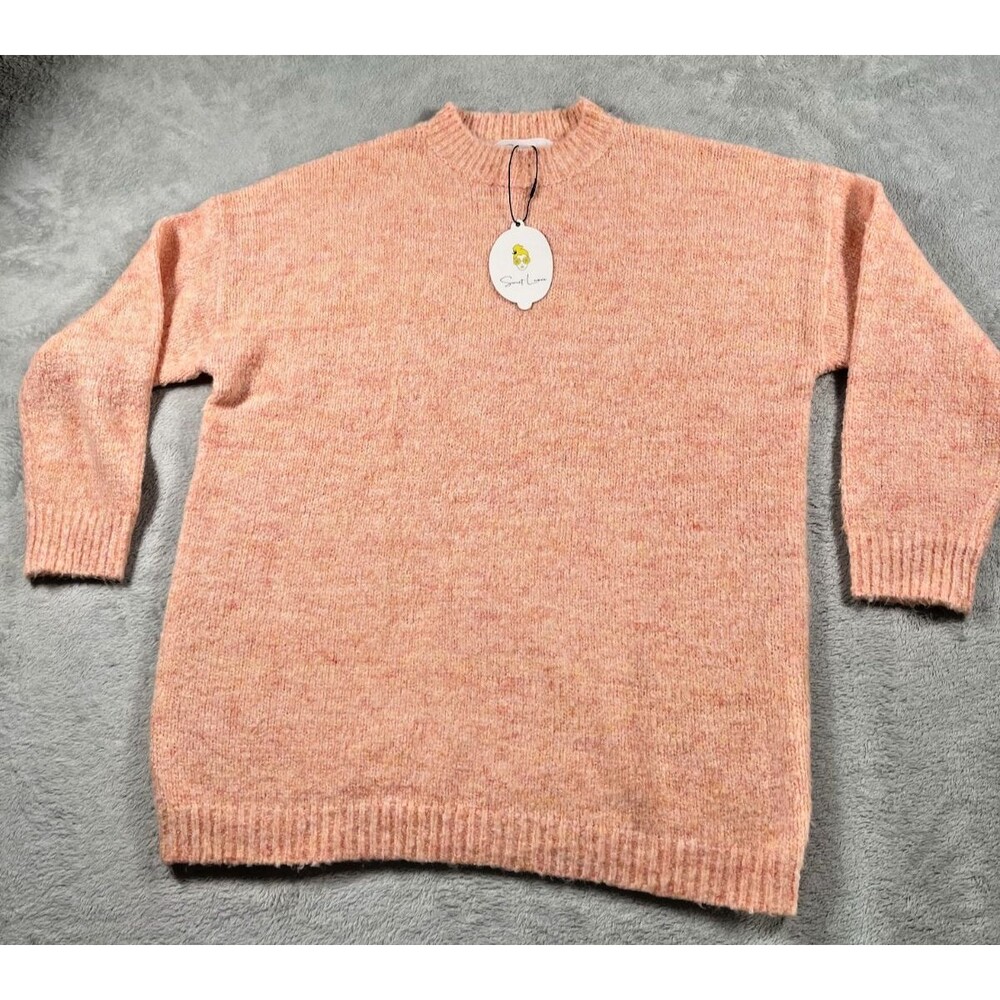 Sweet Lemon Womens Size Small Peach Knit Crew Neck Pullover Sweater NWT